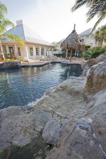 Elaborate pool and water relaxing area
